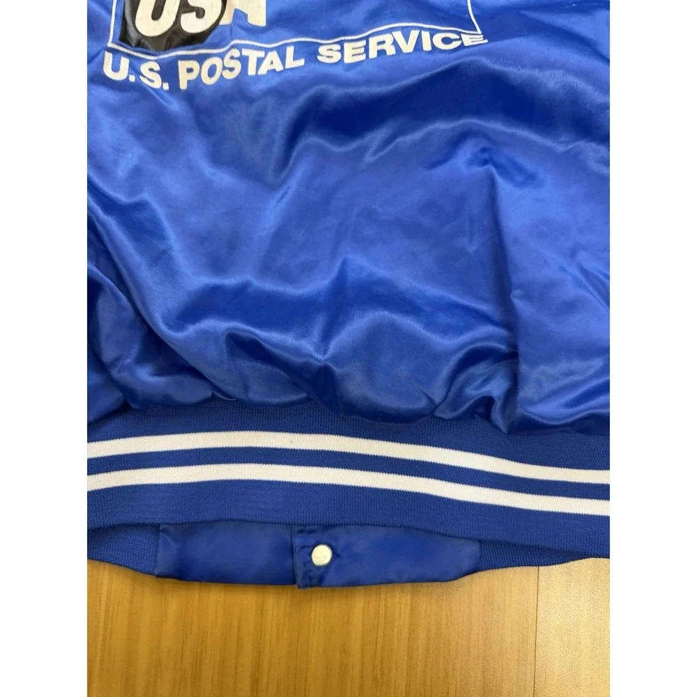 Vintage Express Mail US Postal Service Satin Varisty Bomber Jacket Mens L Snap
